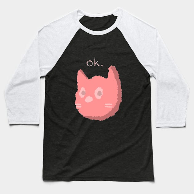 "ok." Cat Baseball T-Shirt by FadedFigments